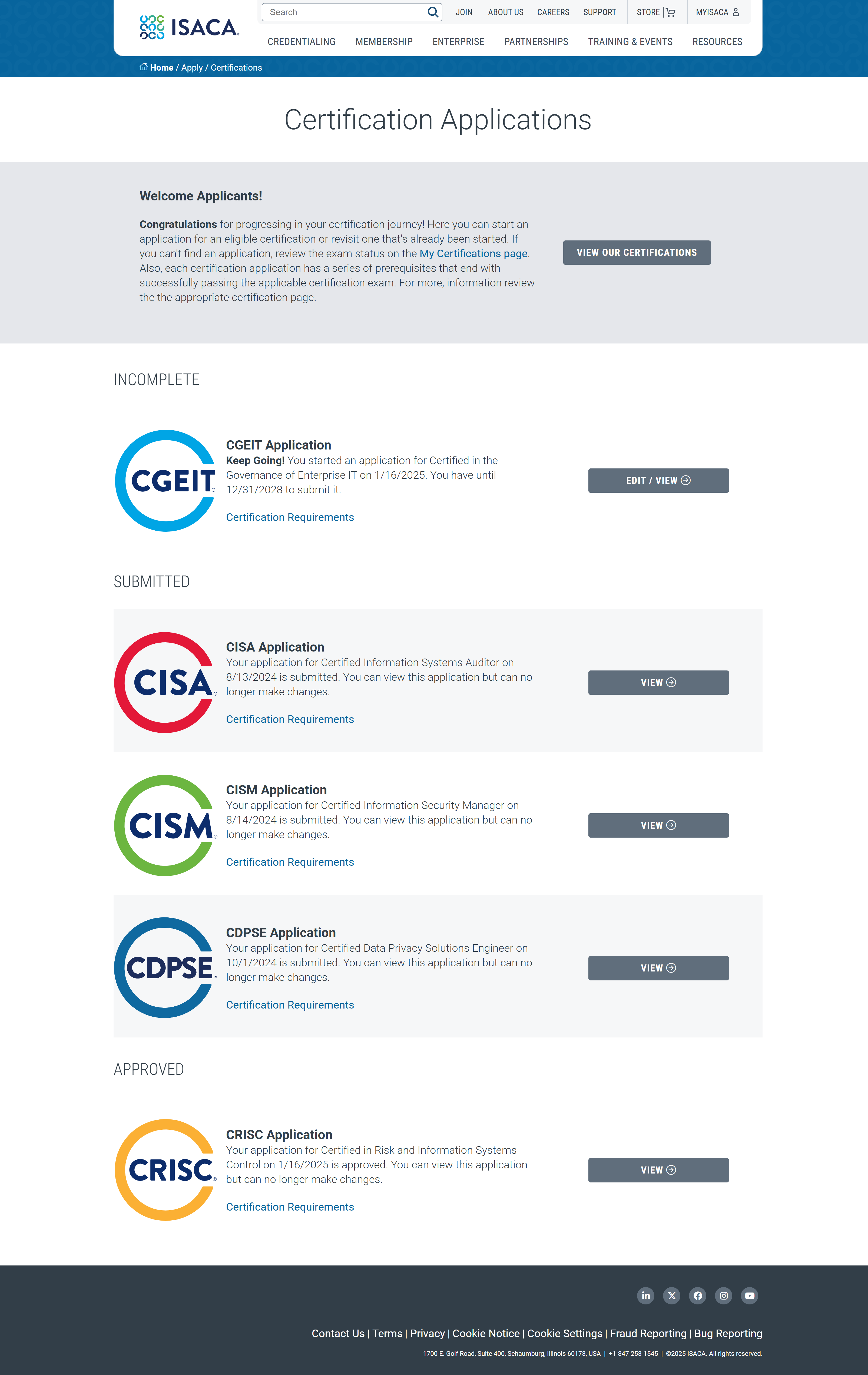 Online Certification Application